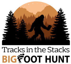 A bigfoot walking through a forest.